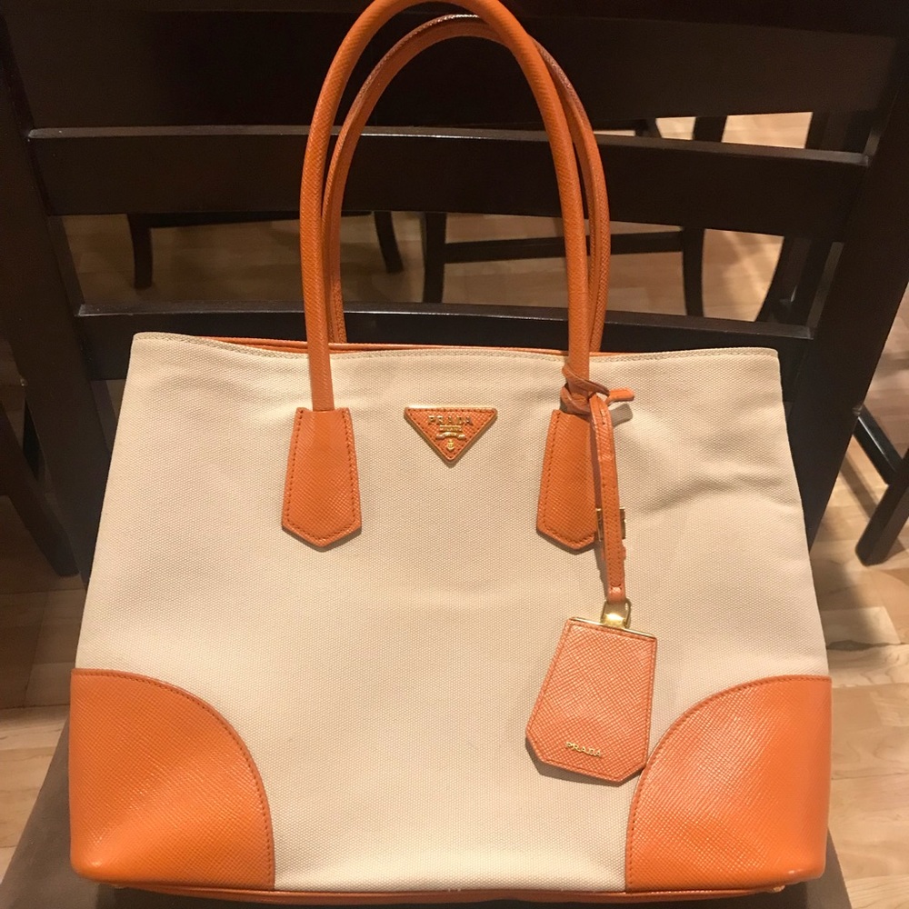 💯 Prada Double Saffiano Cuir & Canapa Medium Tote - Picture 2 of 8